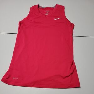 Nike Pro Combat‎ Dri Fit Womens S Fitted Tank Top Pink V Neck Pullover Racerback